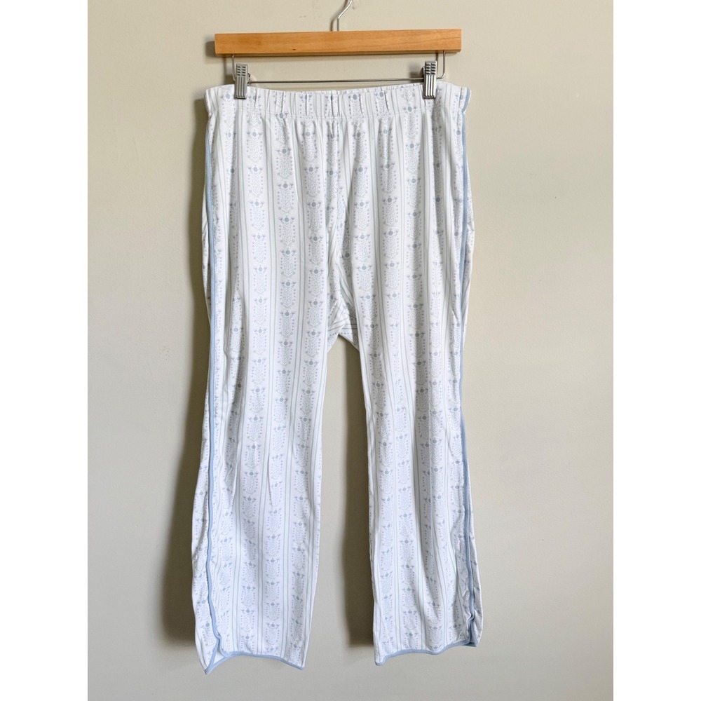 Lake Pajamas Pima Cotton Floral Stripe Pajama Pants Blue Green White Large